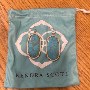 Kendra Scott Statement Earrings: Gold & Turquoise